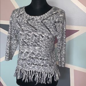 Woven top navy blue and white